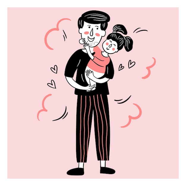 Padre, caring, el suyo, hija, ilustración