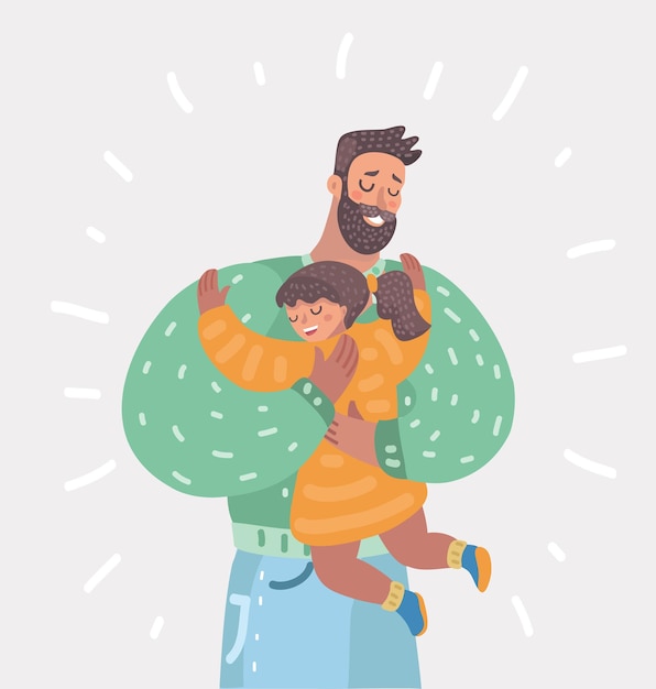 Vector padre e hija, abrazar