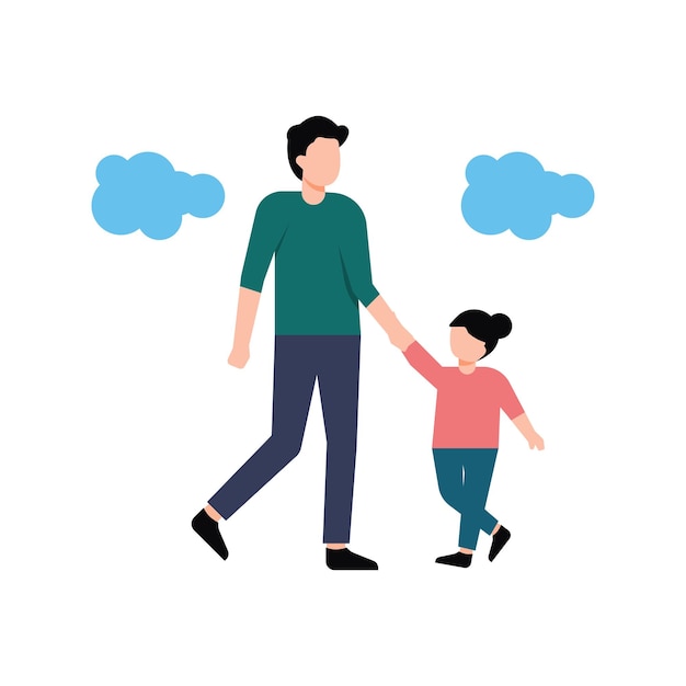 Padre e hija están caminando