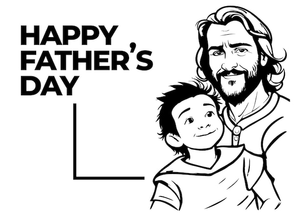 Padre e hijo 2 tinta dibujo dibujos animados carchacter vector arte padres día saludos