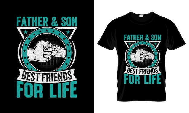 Padre e hijo mejores amigos para la vida colorido diseño gráfico de camiseta del día del padre