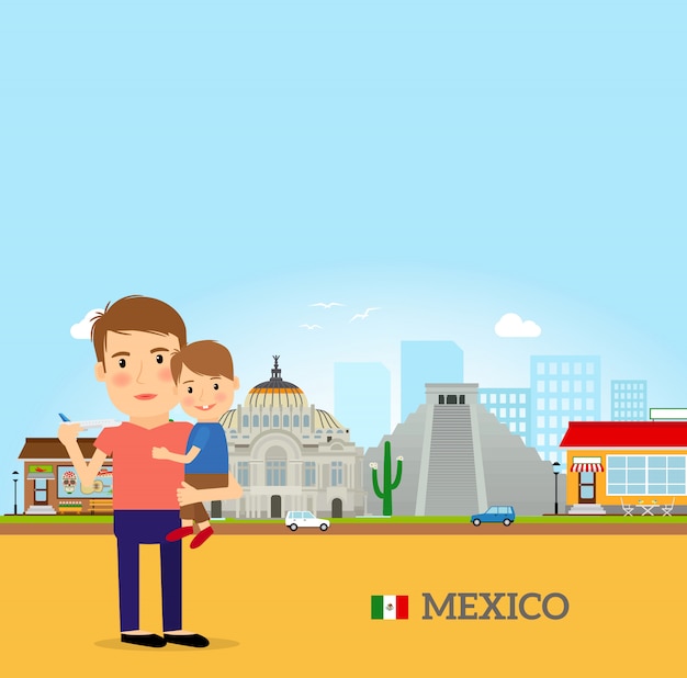 Vector padre e hijo en méxico