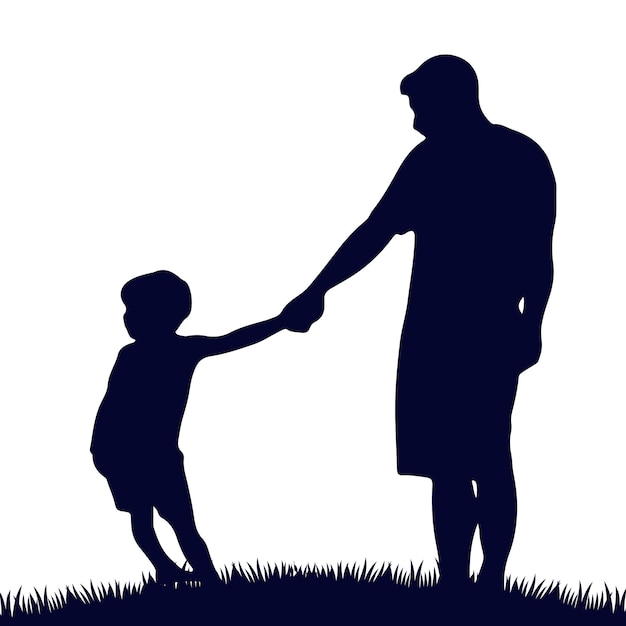 Padre e hijo Silhouette Vector