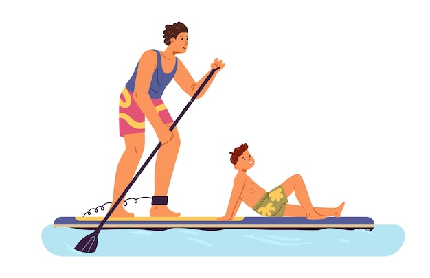 Padre e hijo surfeando juntos