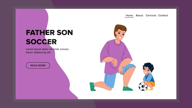 Padre Explicar Fútbol Deporte Juego Reglas Hijo Vector