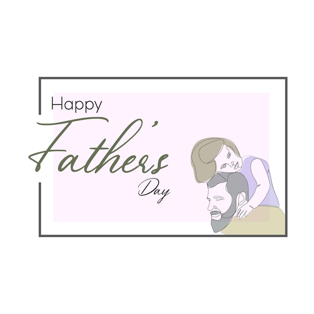 Padre con hija para la celebración del día del padre diseño de dibujo lineal