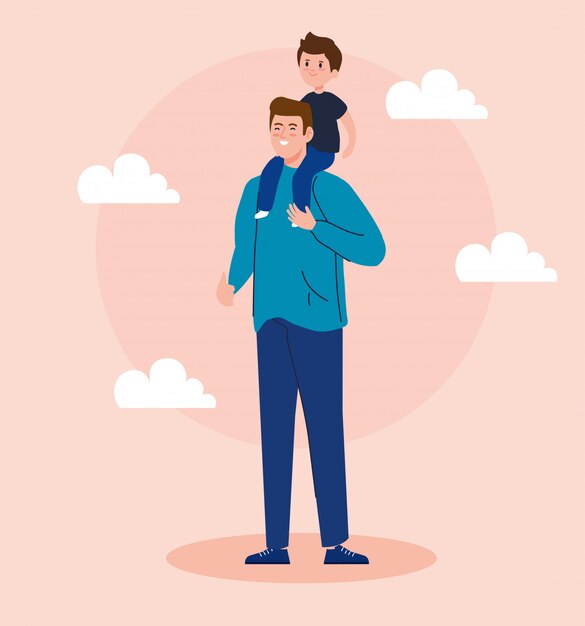 Padre con hijo avatar personaje