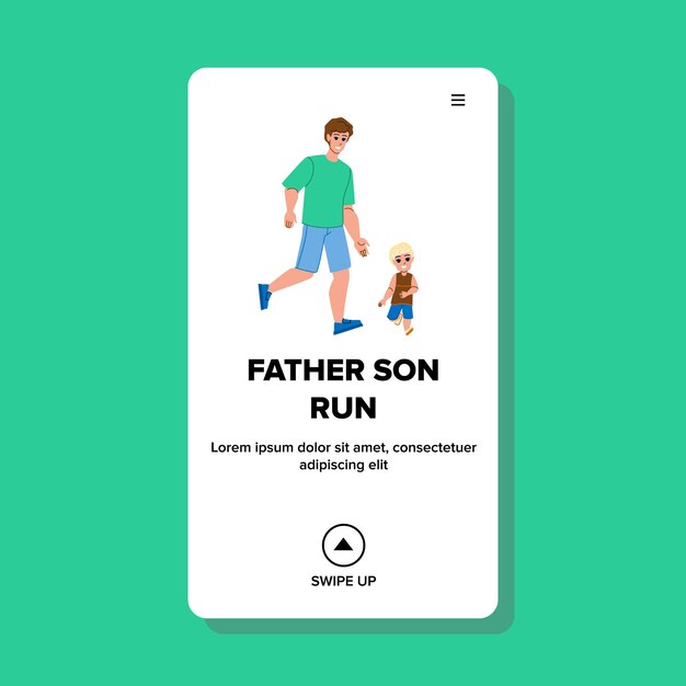 Padre hijo correr vector