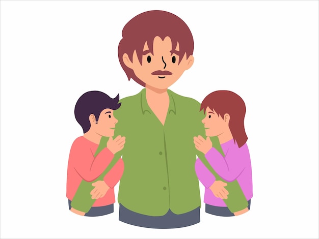 Vector padre con hijo e hija o avatar icono ilustración