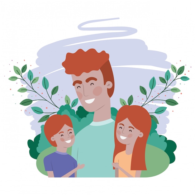 Vector padre con hijos avatar personaje