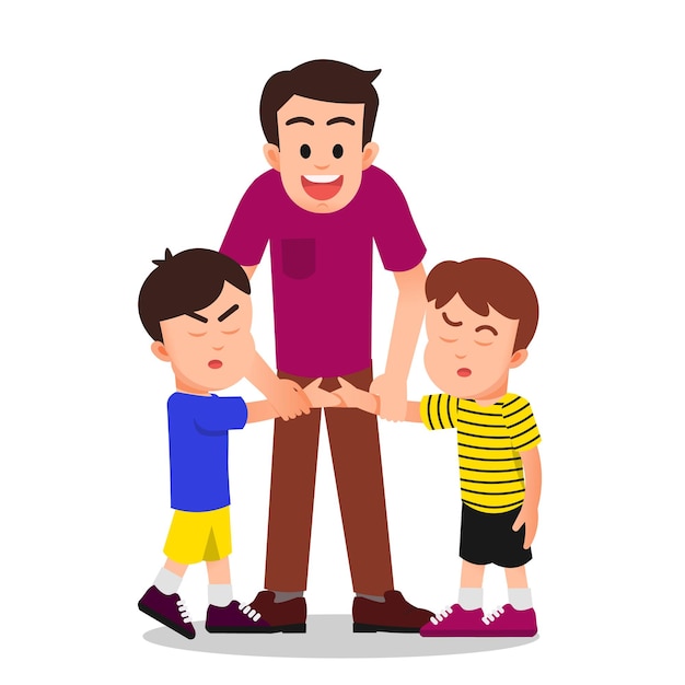 Padre intenta reconciliar a sus dos hijos que están peleando