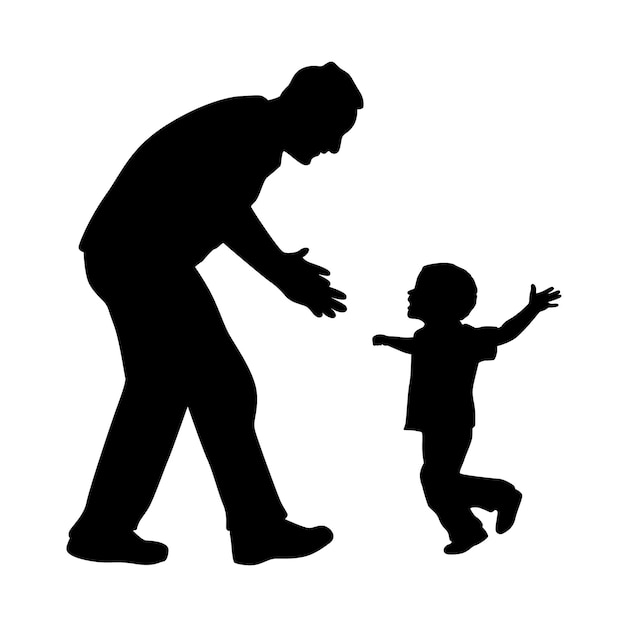 Padre jugando con hijo riendo padre y su hijo divirtiéndose juntos silueta