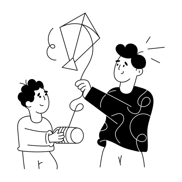 Padre jugando con una ilustración de glifo de bebé