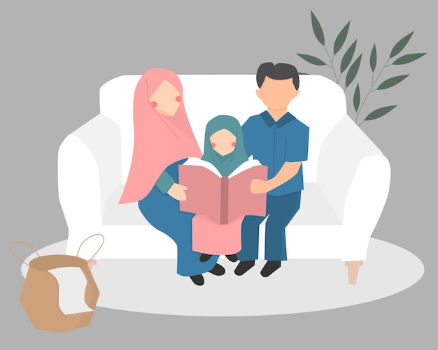 El padre lee un libro a los hijos