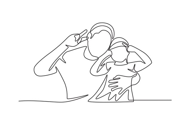 Padre posando con su hijo concepto de día del padre dibujo en línea
