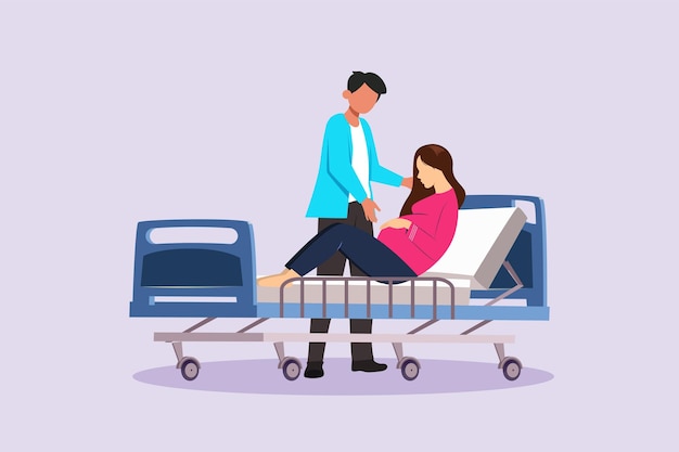Padres con bebés Concepto de maternidad familiar Ilustración de vector plano coloreado aislado