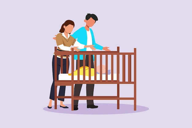Padres con bebés Concepto de maternidad familiar Ilustración de vector plano coloreado aislado
