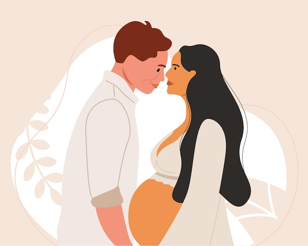 Los padres jóvenes se aman y se apoyan mutuamente. Expectativa laboral y asociación.