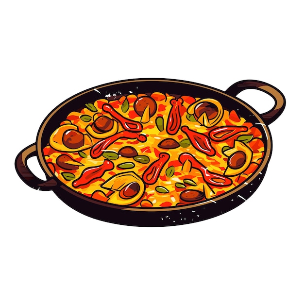 Paella españa foodcartoon vector ilustrador