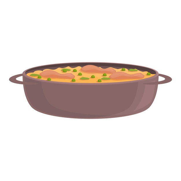 Paella pan icono dibujos animados vector España cocina plato de mariscos