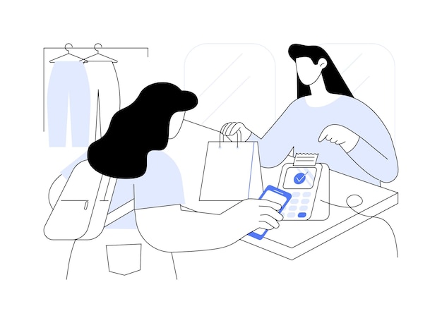 Pagar con ilustraciones de vectores de dibujos animados aislados de teléfonos inteligentes