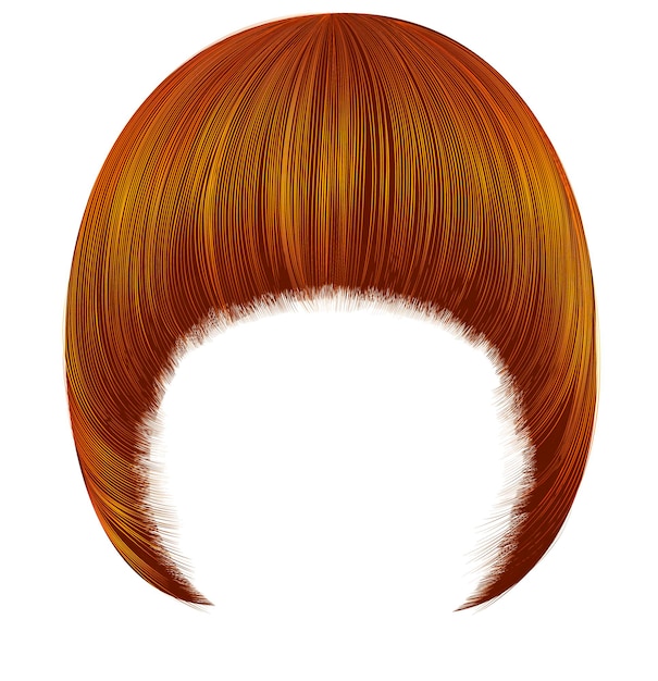 Pageboy de pelos de moda con flecos. colores rojos. longitud mediana. 3d realista.