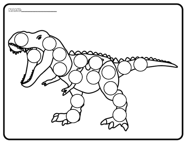 Digno Químico Decir la verdad Página de actividades con marcador de punto de dinosaurio para niños  pequeños y niños | Vector Premium