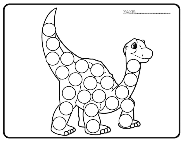 Página de actividades con marcador de punto de dinosaurio para niños pequeños y niños