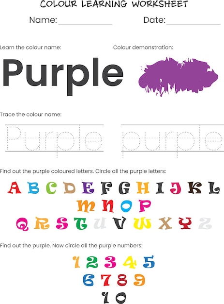 Página de aprendizaje de nombres de color