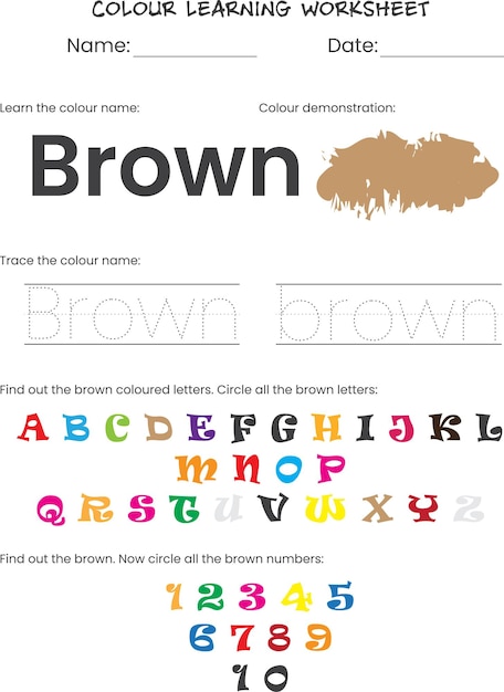 Página de aprendizaje de nombres de colores