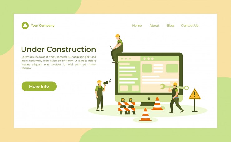Vector página de aterrizaje en construcción