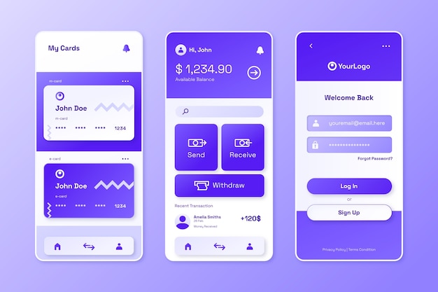 Página de aterrizaje de diseño de UIux móvil