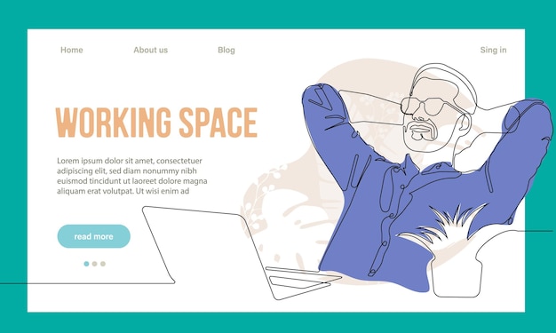 Vector página de aterrizaje del espacio de coworking