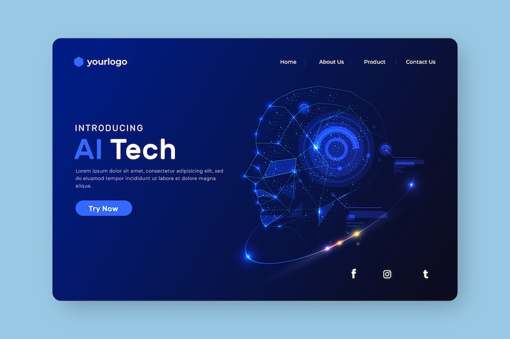 Vector página de aterrizaje de inteligencia artificial
