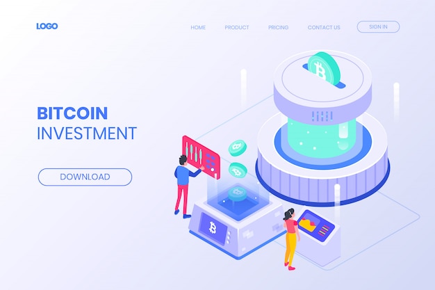 Página de aterrizaje de inversión isométrica de Bitcoin