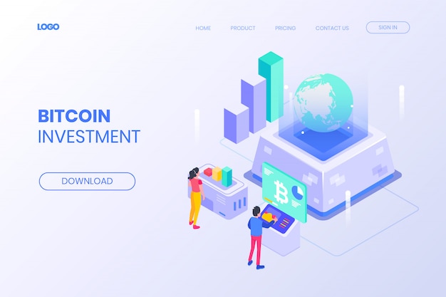 Página de aterrizaje de inversión isométrica de Bitcoin