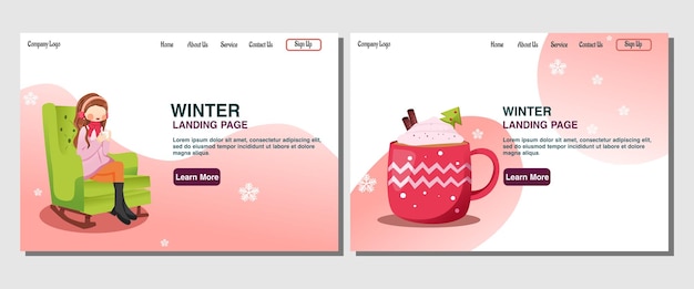 Página de aterrizaje invierno con tema rosa
