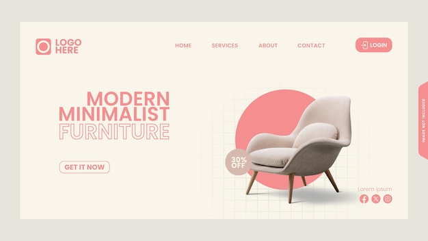 Página de aterrizaje de muebles minimalistas modernos