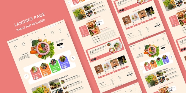 Página de aterrizaje de un sitio web de alimentos saludables