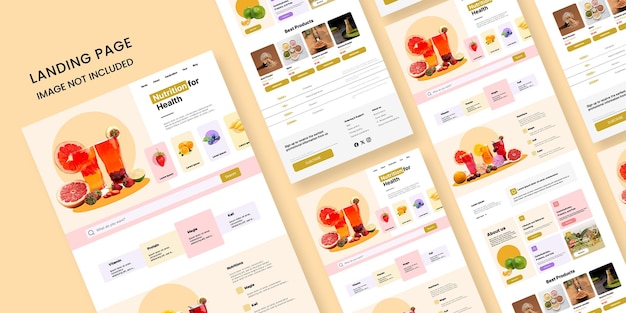 Página de aterrizaje del sitio web de bebidas de jugo