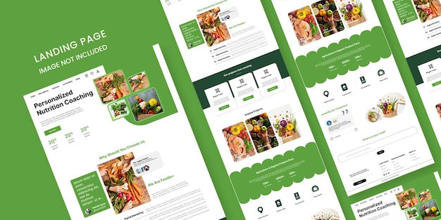 Página de aterrizaje del sitio web de entrenamiento de nutrición