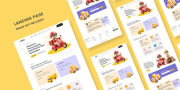 Página de aterrizaje del sitio web de servicios de entrega