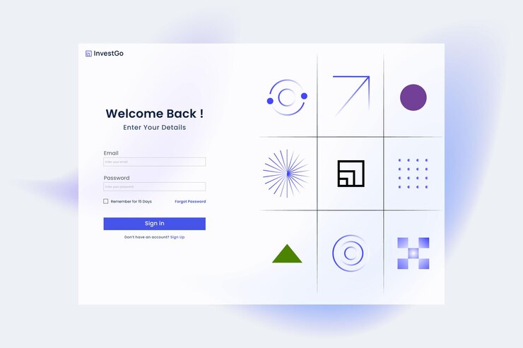 Vector página de aterrizaje web entrar en la página con un conjunto de iconos corporativos insignias firmar formulario para sitio web y móvil