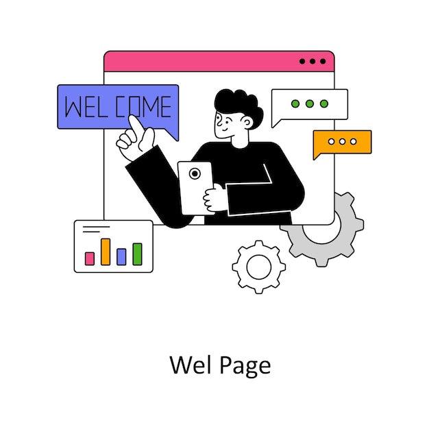 Página de bienvenida Diseño de estilo plano Ilustración vectorial Ilustración de stock