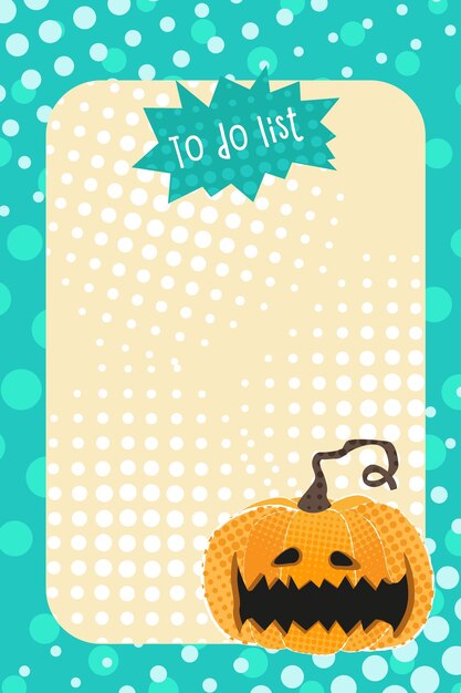 Página de bloc de notas de lista de tareas de Halloween azul naranja