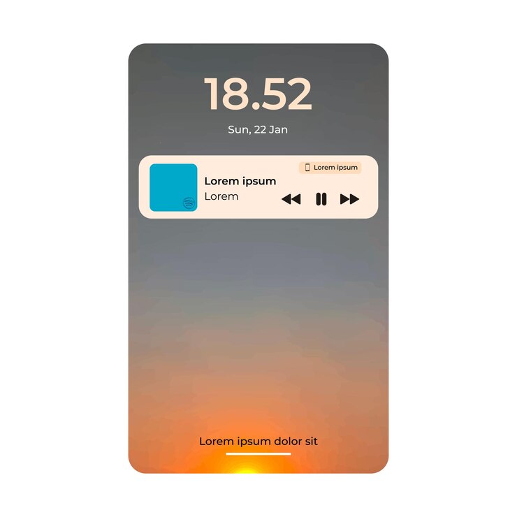 Vector página de a bordo del teléfono móvil con fecha y hora.