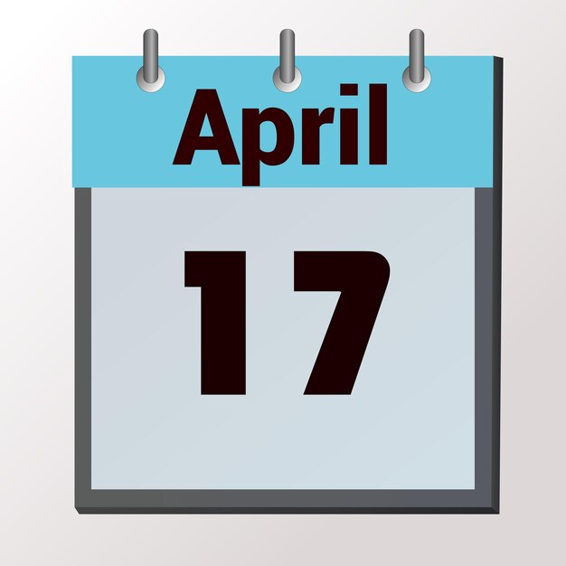 página de calendario vectorial con fecha 17 de abril colores claros