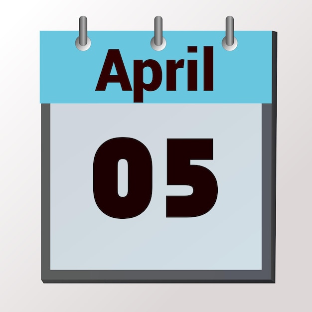 página de calendario vectorial con fecha 5 de abril colores claros