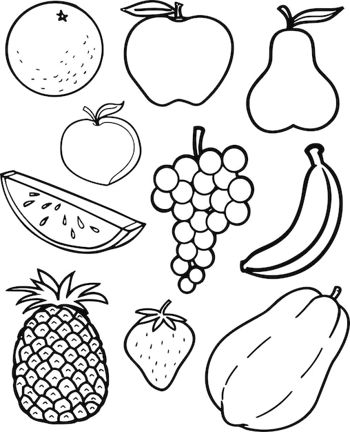 Vector página de color de frutas