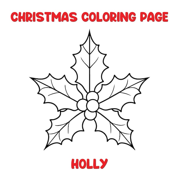 Página para colorear del acebo de Navidad